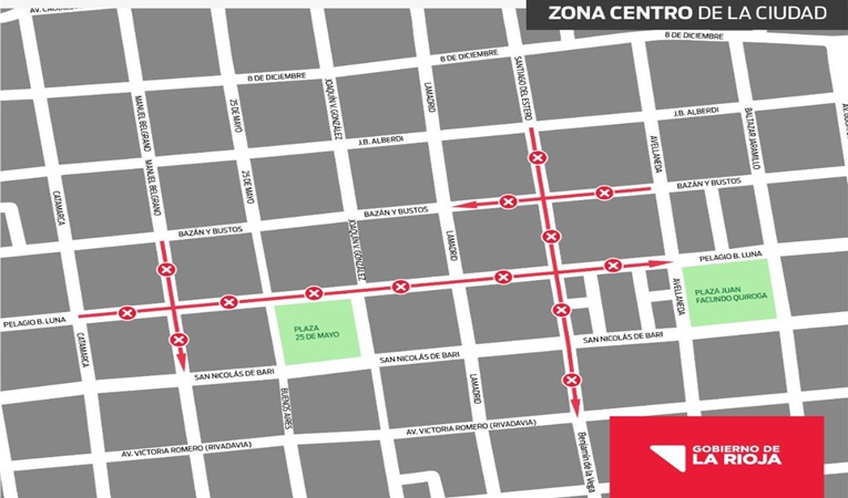 Cortes de calle en zona céntrica de la ciudad capital