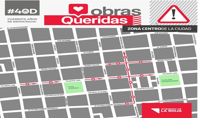 Cortes de calles en zona céntrica de la ciudad capital por trabajos de renovación urbana