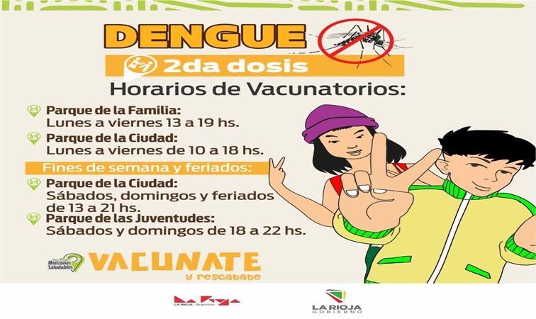 Detallan horarios y lugares de vacunación contra el dengue